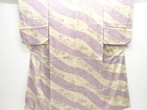 大正ロマン　紋錦紗斜め縞に草花模様着物